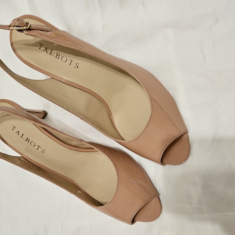 Talbots Women's Peep Toe Slingback Heels - Nude